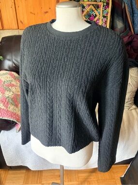 Zara Cropped Cableknit Crewneck Sweater